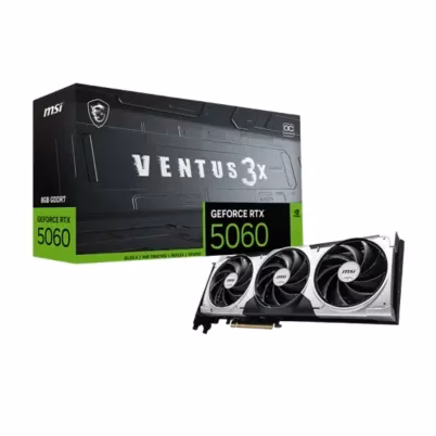 Tarjeta Gráfica MSI RTX 5060 8GB VENTUS 3X OC en Color Negro con Memoria GDDR7 y Interfaz PCIe 5.0